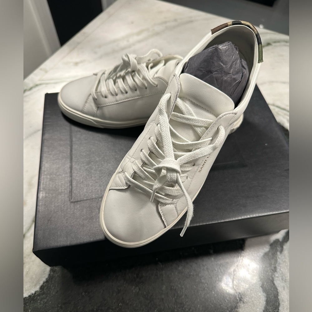 Saint Laurent white Andy camouflage logo sneaker size 42.5 men’s